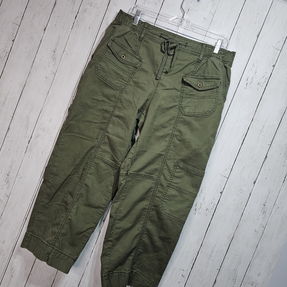 Anthropologie Pilcro Pants Women's Green Cargo Utility Relaxed Ankle Size Medium - Picture 2 of 9